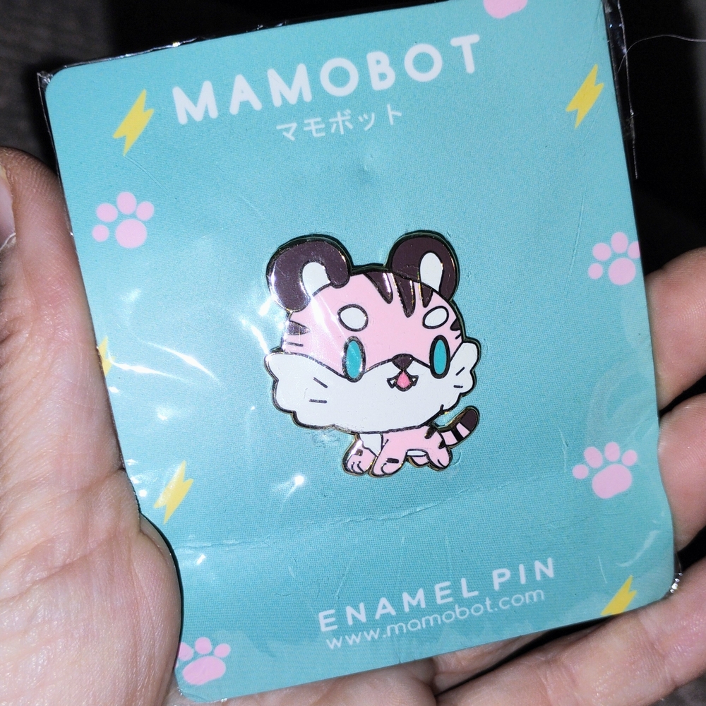 Mamobot Pink Blue Pastel Tiger Enamel Pin New